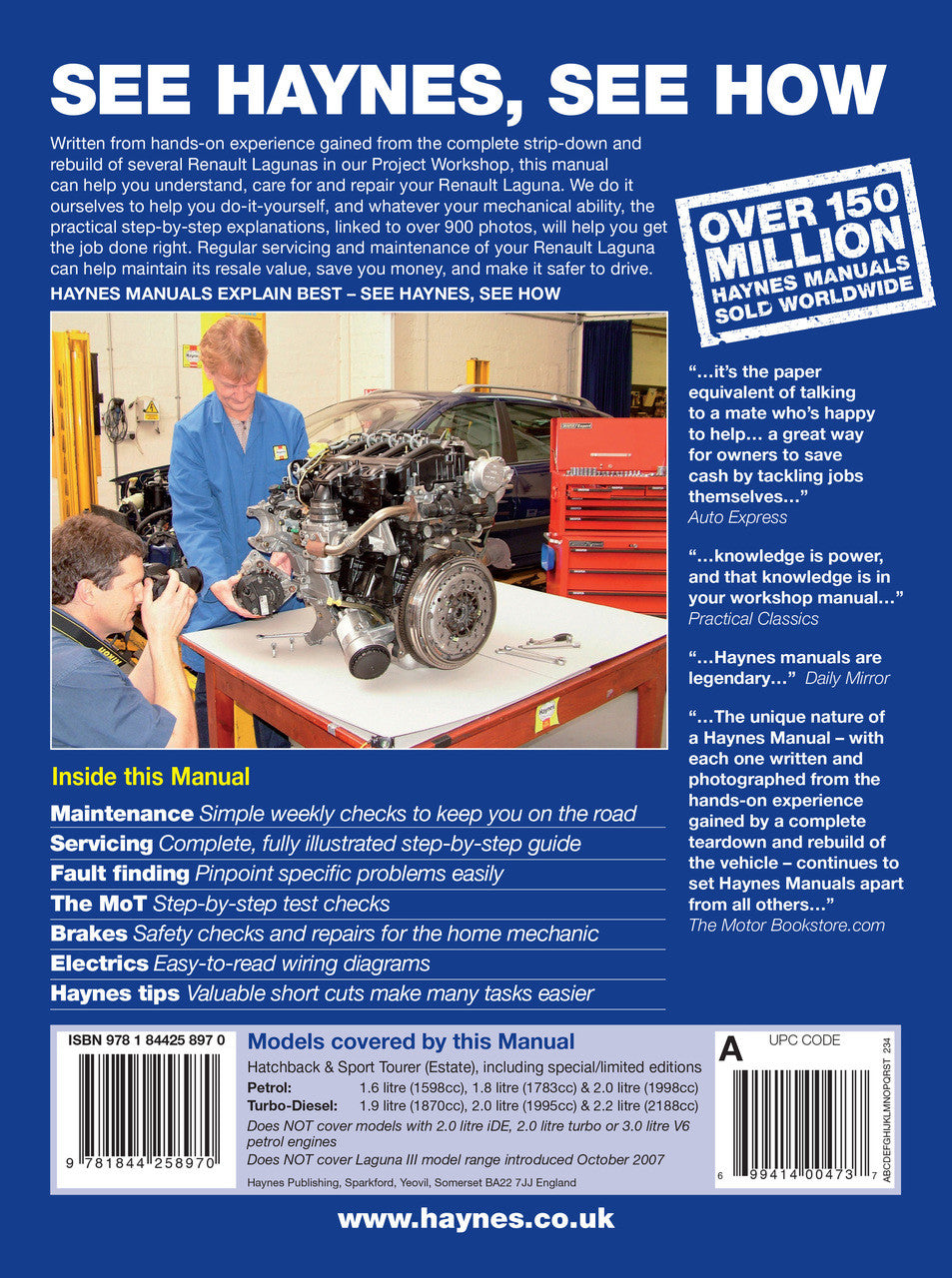 Renault Laguna Petrol & Diesel (Feb 2001 - May 2007) (X to 54 reg) Haynes Repair Manual