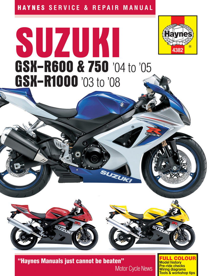 Suzuki GSX-R600/750 (04 - 05) & GSX-R1000 (03 - 08) Haynes Repair Manual