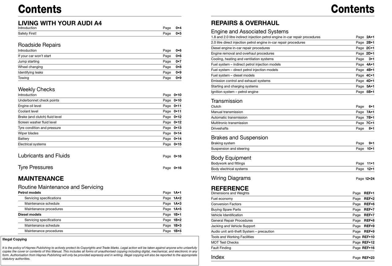 Audi A4 2005 - 2008 Petrol & Diesel Haynes Workshop Manual (4885) (9780857339959)