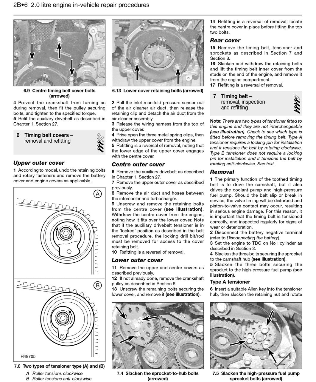 Engine vehicle repair procedure page with diagrams for upper and lower engine cover removal.