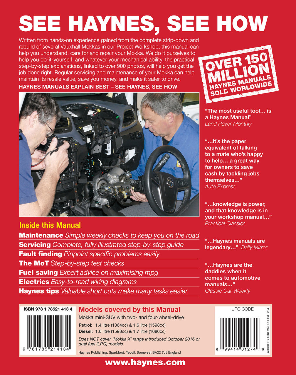 Haynes workshop manual for Vauxhall/Opel Mokka, maintenance and repair overview page