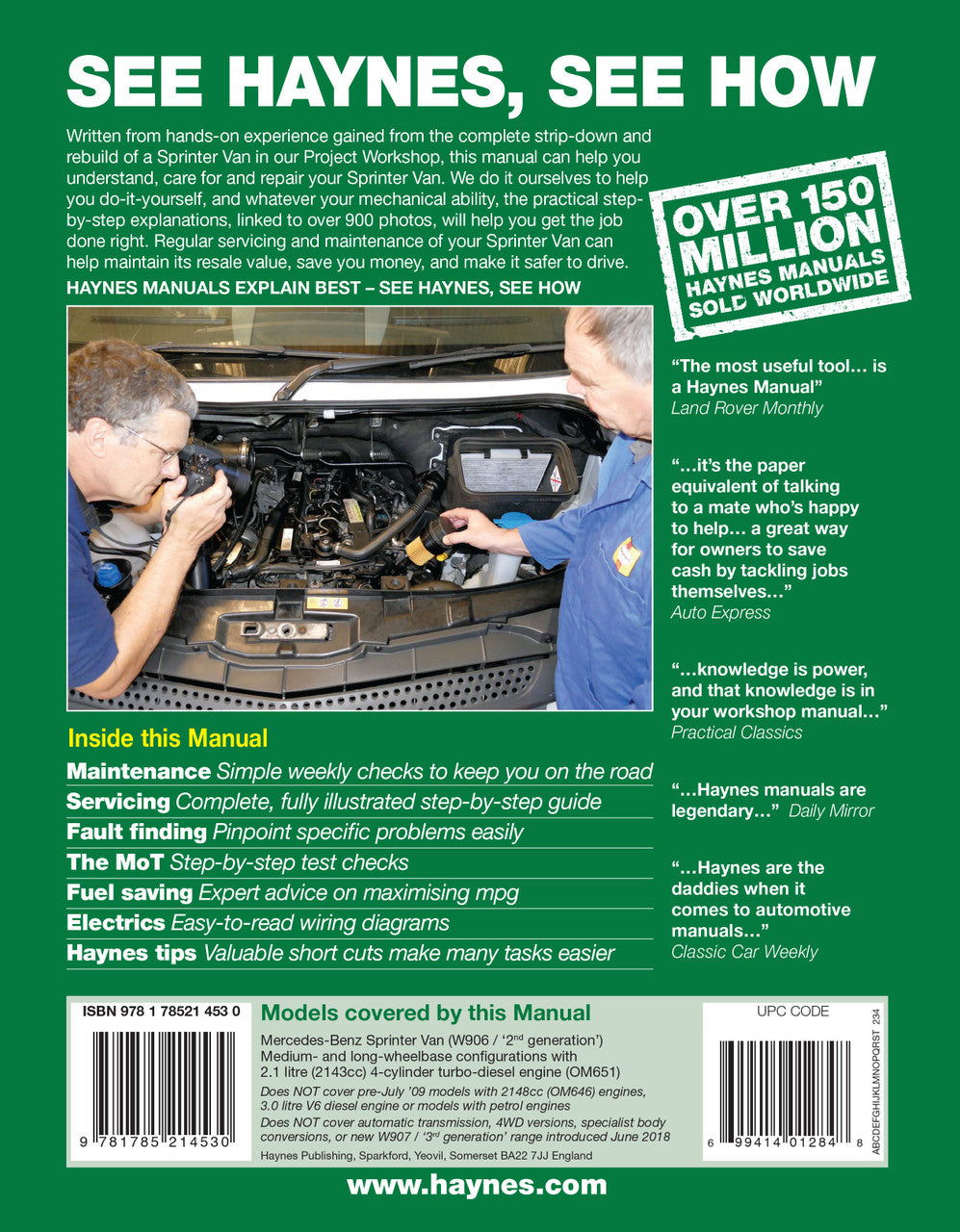 Haynes diesel van repair manual cover with title text and engine workshop photos