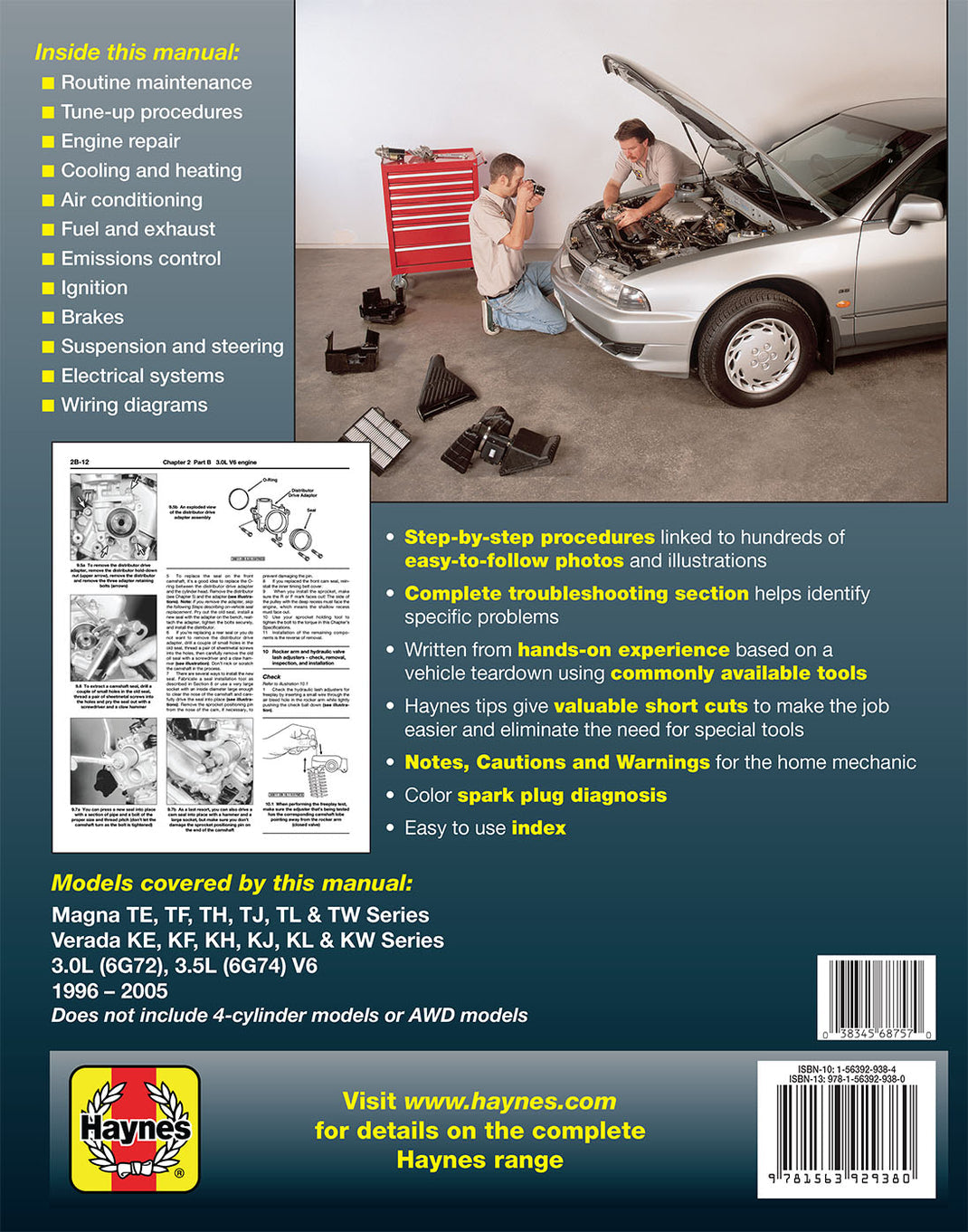 Mitsubishi Magna & Verada 1996 - 2005, V6 Repair Manual (68757)