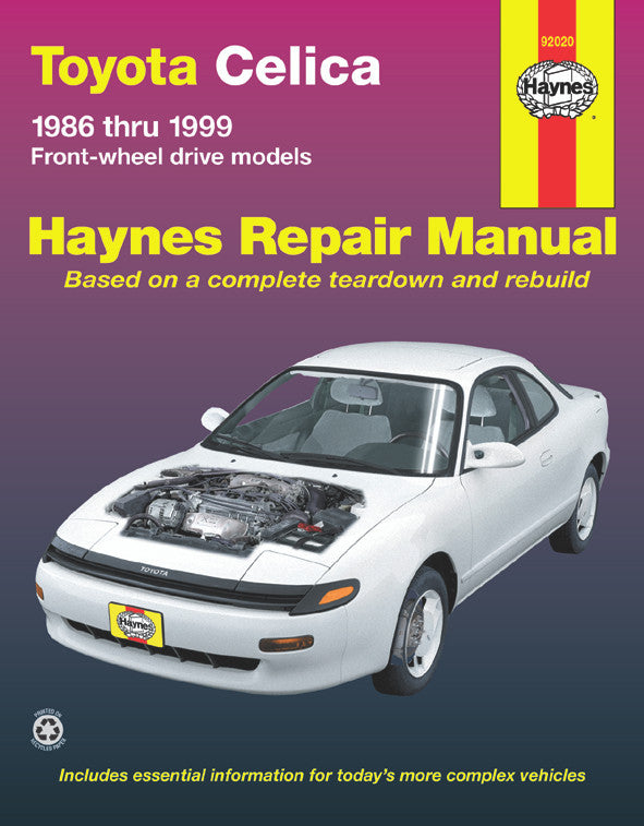Haynes Toyota Celica repair manual, 1986-1999 FWD models cover with car