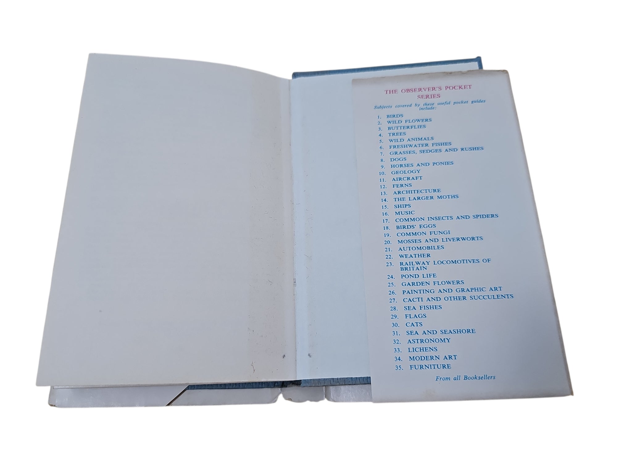 Open book with table of contents list on right page
