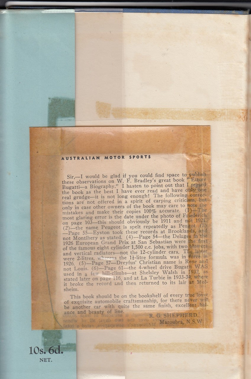 Ettore Bugatti. A biography (1948 by W. F. Bradley and Ettore Bugatti)