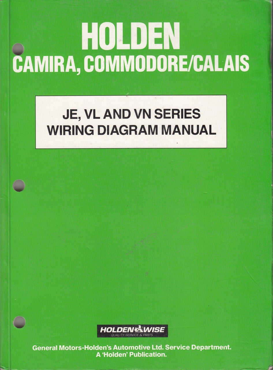 Holden Camira, Commodore, Calais JE VL VN Series Wiring Diagram Manua