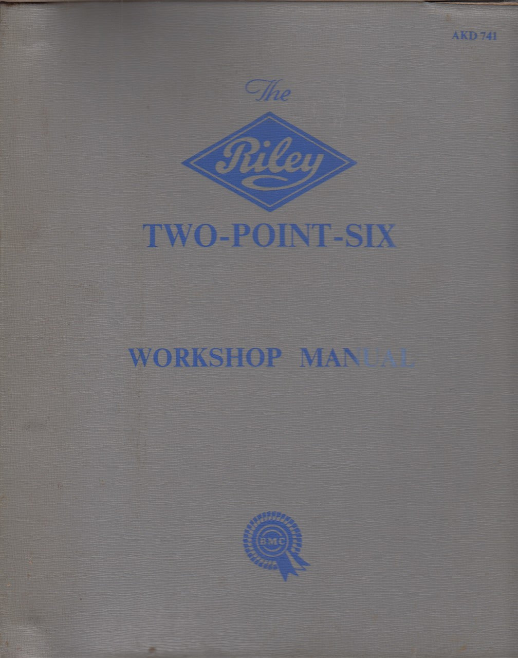 Riley Two-Point-Six workshop manual cover, blue title lettering