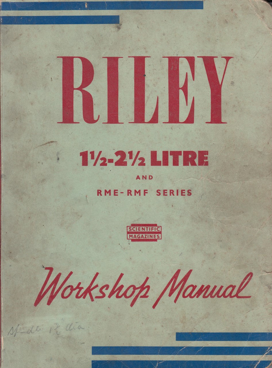 RILEY workshop manual cover for 1½–2½ litre and RME-RMF series