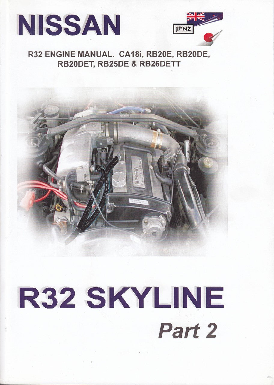 Nissan R32 Skyline engine manual, Part 2, with engine diagram cover