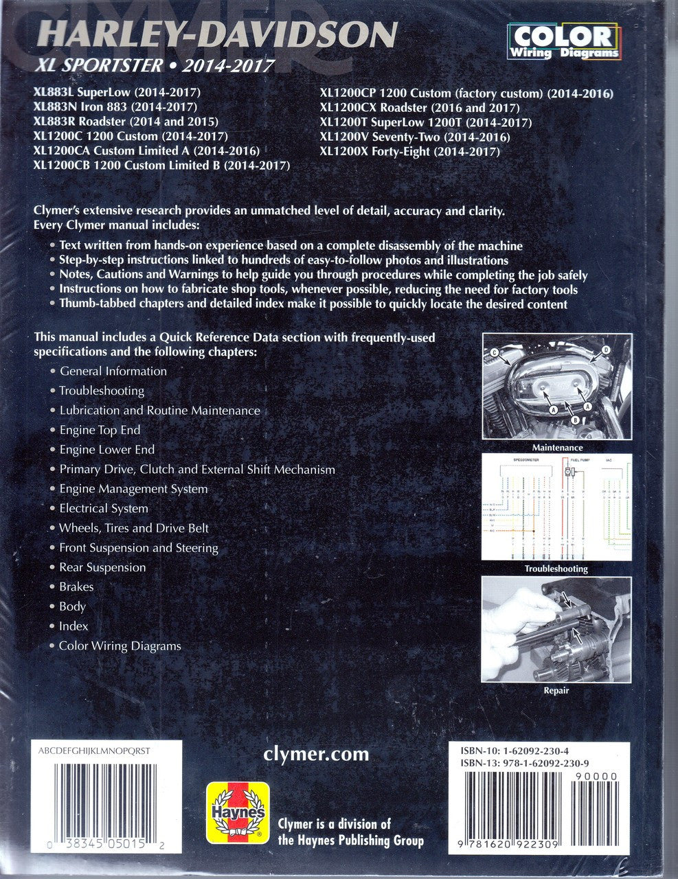 Harley-Davidson XL Sportster 2014 - 2017 Workshop Manual (9781620922309)