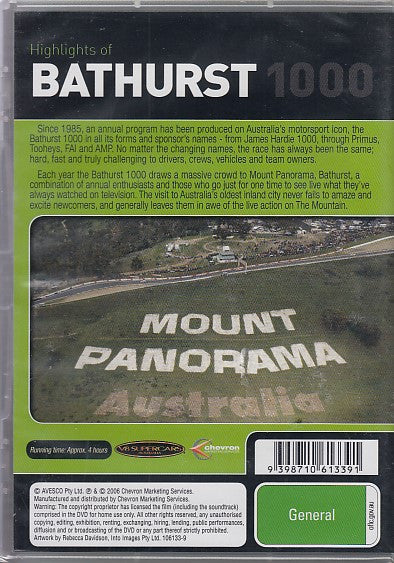 Bathurst 1000 highlights DVD case, green and black cover with Mount Panorama text