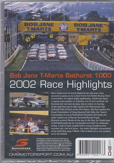Motorsport race highlights DVD, back cover with text and circuit car photo panels