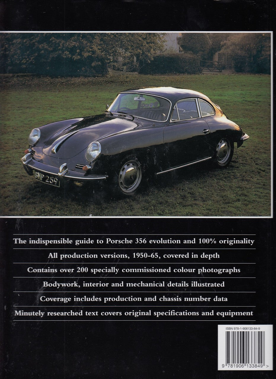 Paperback restorer guide back cover with classic Porsche 356 photo and barcode