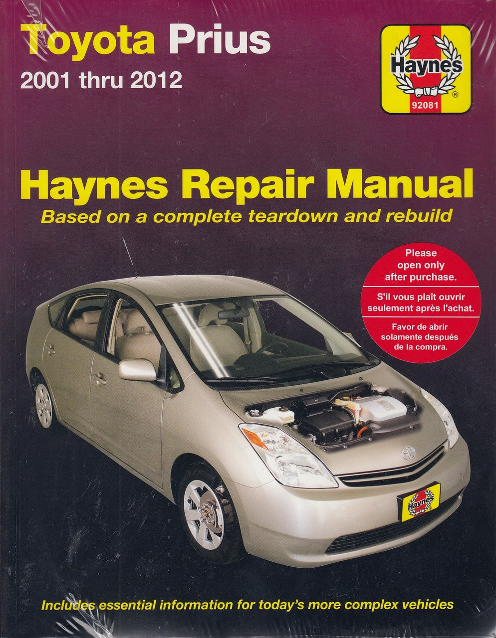 Toyota Prius 2001 - 2012 Workshop Manual (038345920813)