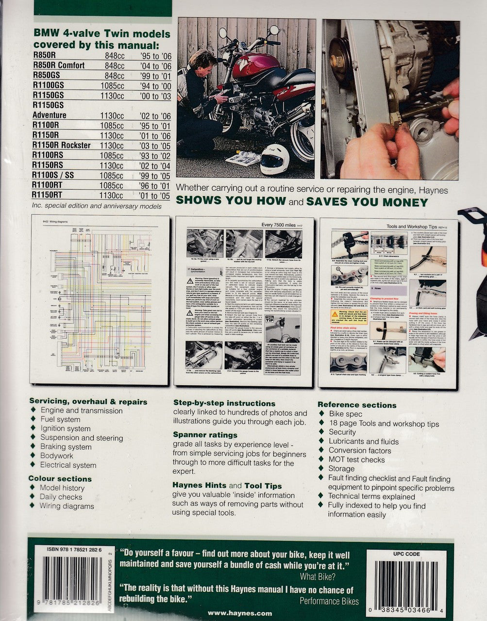 Motorcycle service workshop manual with step-by-step repair diagrams and sections