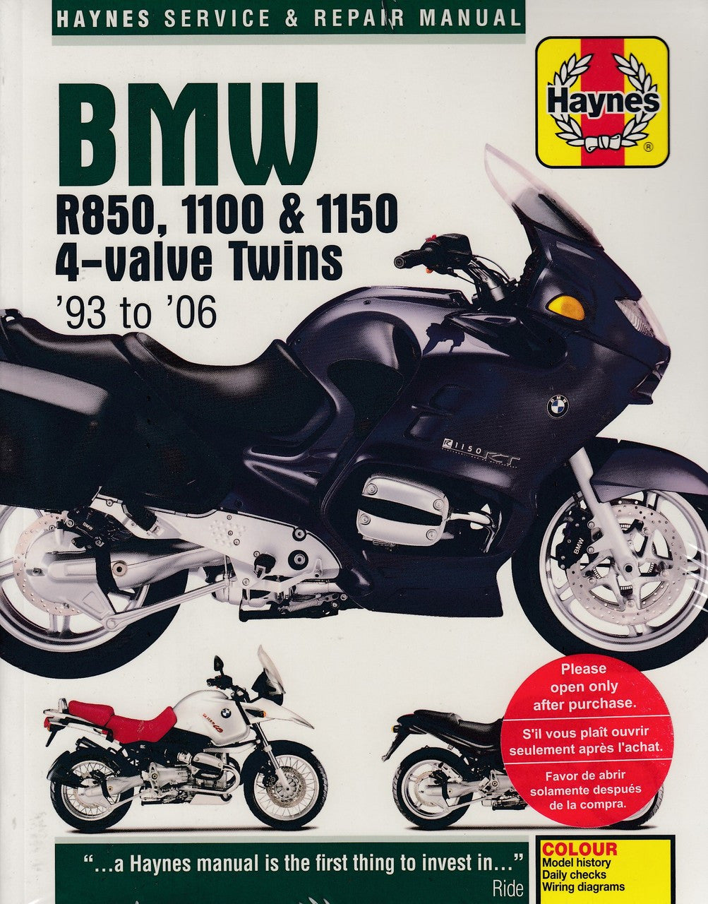 BMW R850 And 1100 4 - valve Twins 1993 - 2006 Workshop Manual (9781785212826)