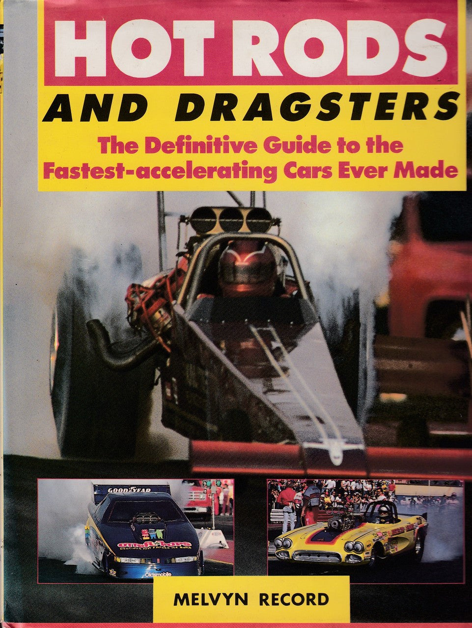 Paperback book cover showing hot rod dragster in smoky race scene with red lettering