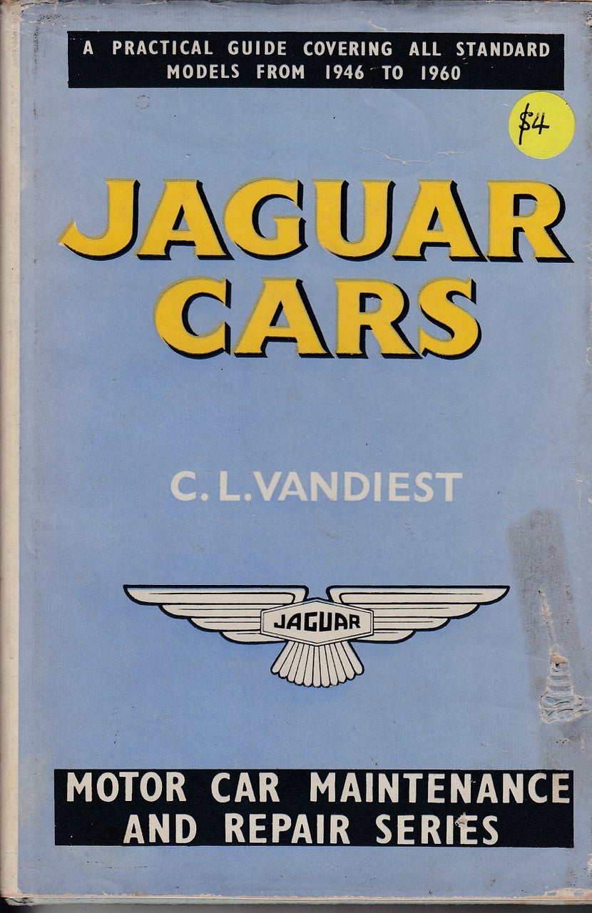 Hardcover guide book cover titled Jaguar Cars by C. L. Vandiest, motor car maintenance