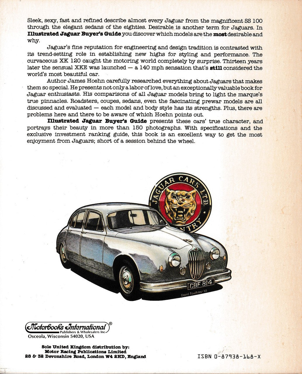 Illustrated Jaguar Buyer’s Guide book page with classic car illustration and text