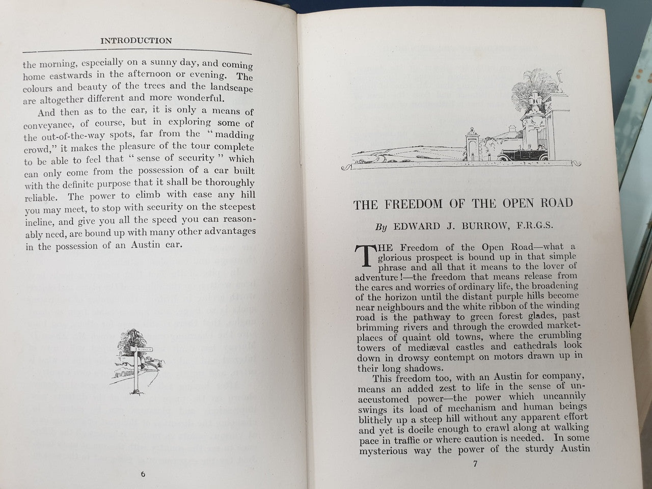 Book open to Freedom of the Open Road page with small road illustration