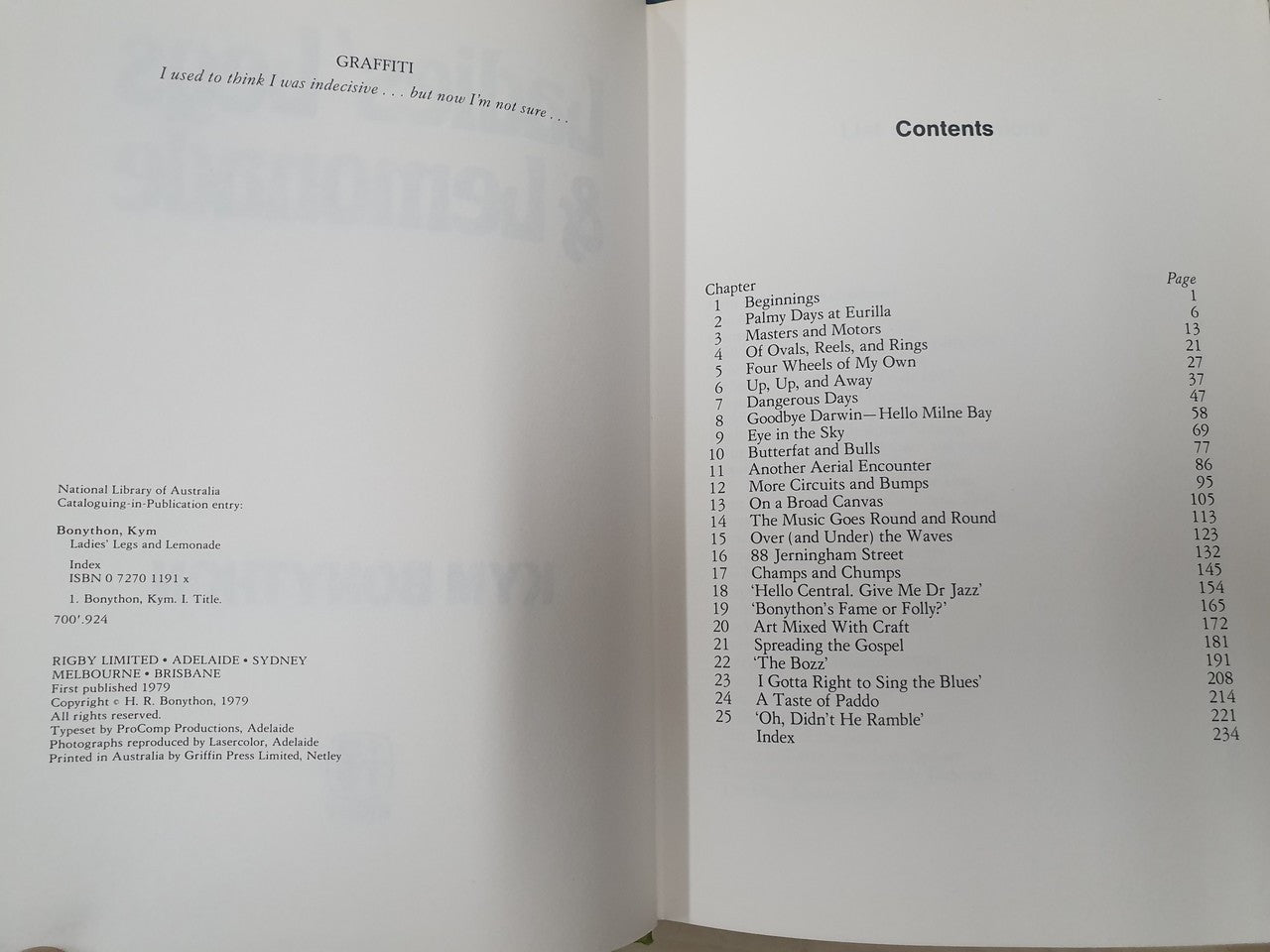 Ladies' Legs and Lemonade (Kym Bonython, 1979, South Australia) (9780727011916)