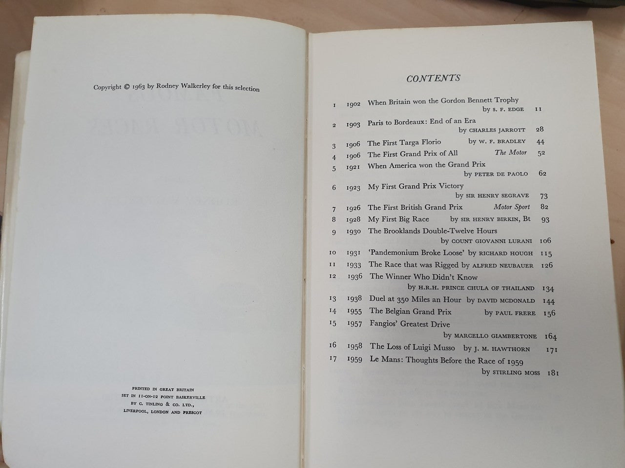 Famous Motor Races (1963, 1st ed, Rodney Walkerley, Hardcover)