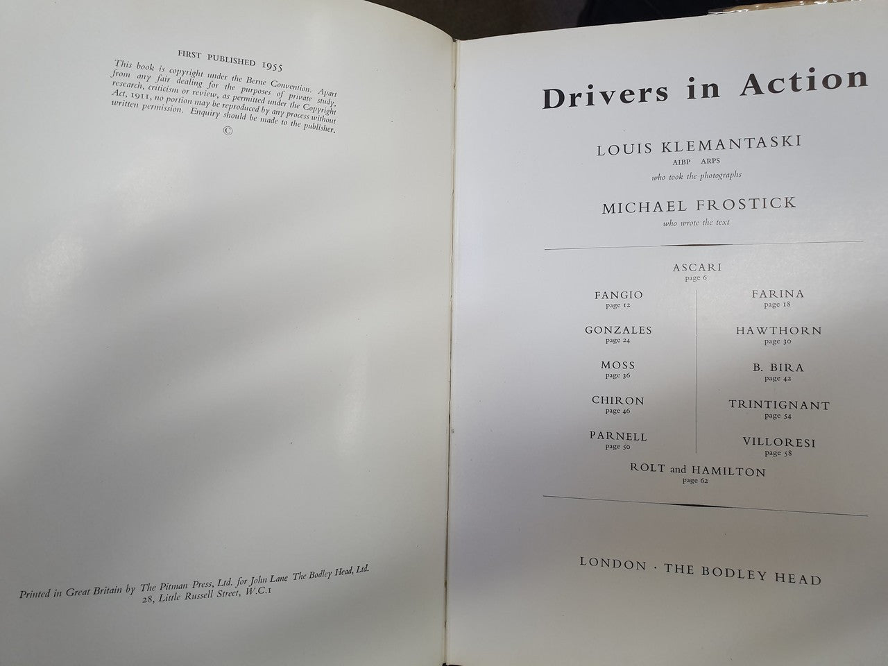 Drivers in action Hardcover (1955, hardcover, Louis Klemantaski and Michael Frostick)