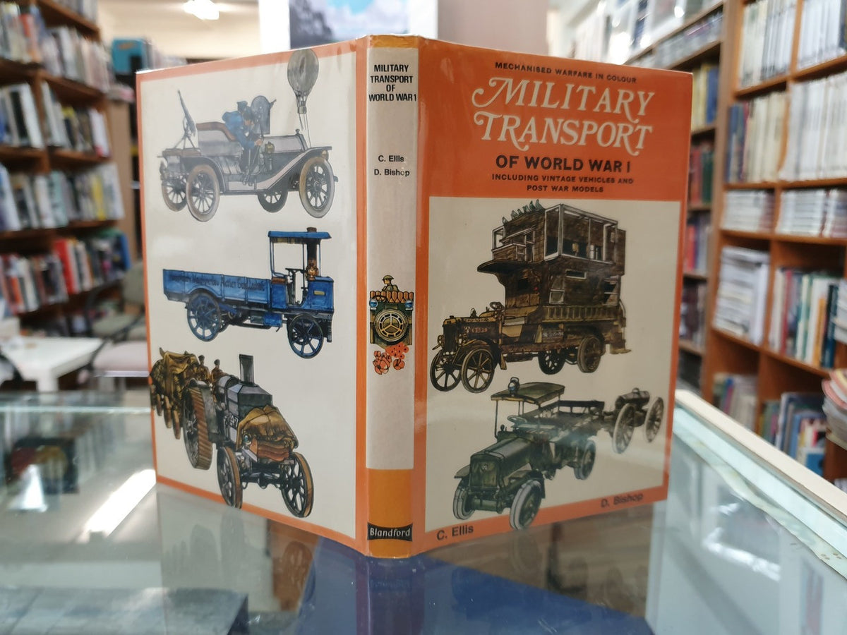 Two book covers with vintage military vehicle illustrations