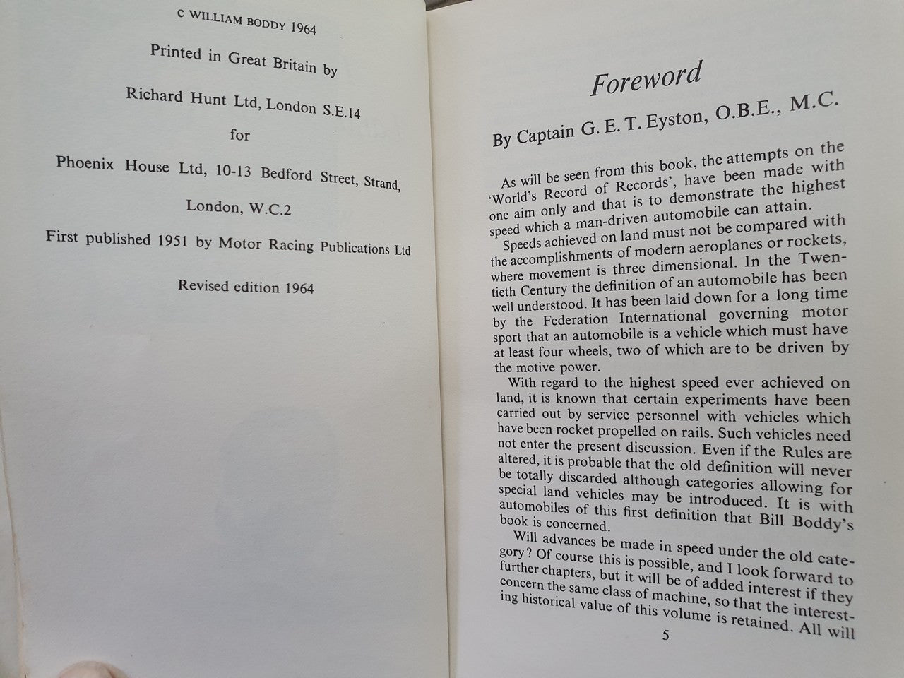 The World's Land Speed Record (W. Boddy, hardcover, 1964)