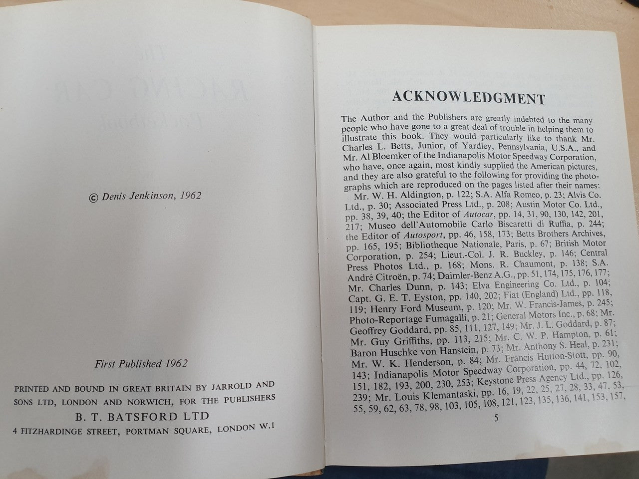 The Racing Car Pocketbook (Denis Jenkinson, 1962, 1st Ed)