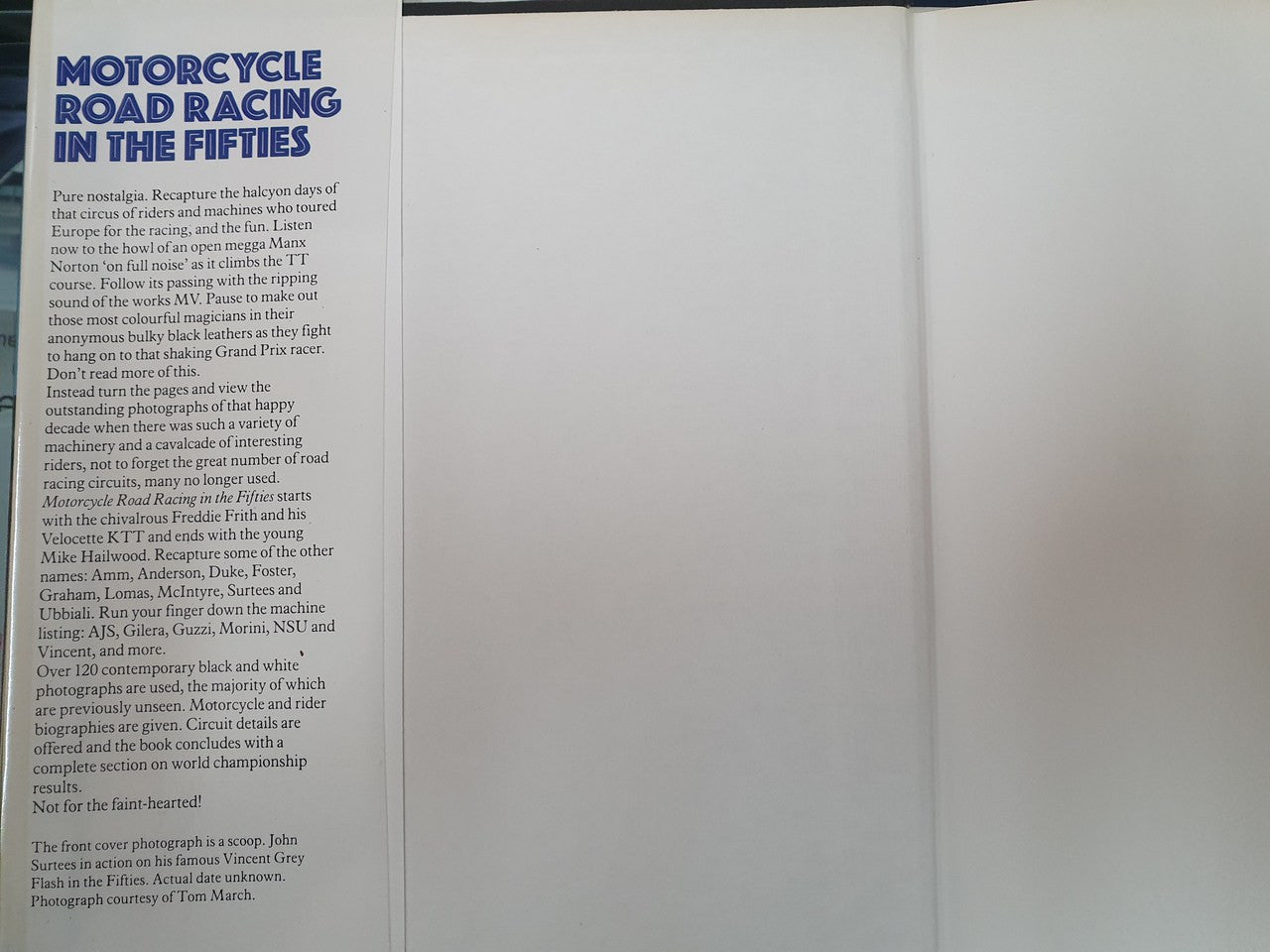 Motorcycle Road Racing in the Fifties - An Illustrated Review 1949 to 1959 (Andrew McKinnon, Hardcover, 1982)