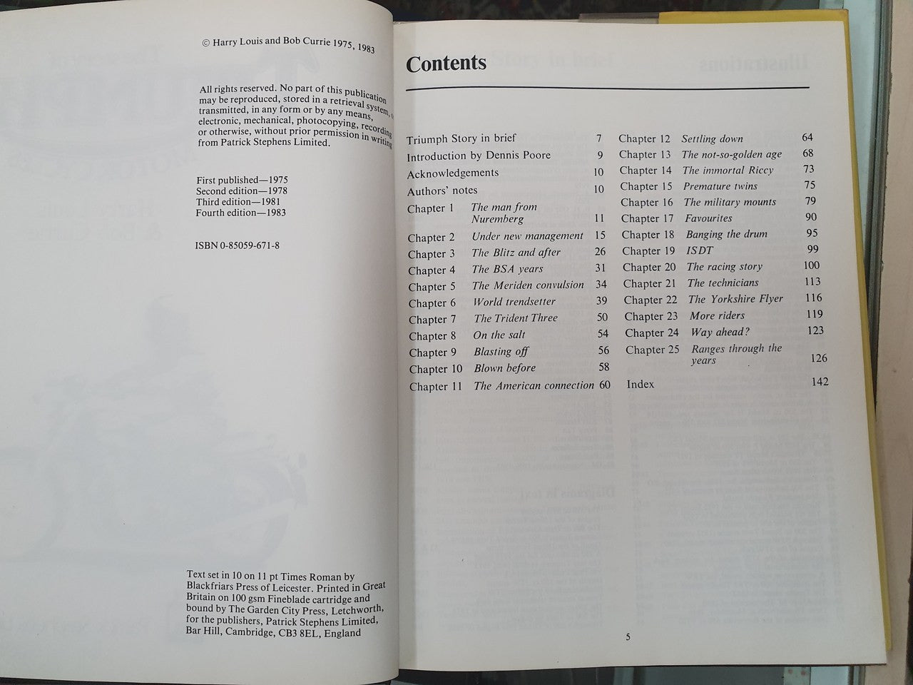 Story of Triumph Motor Cycles (Harry Louis and Bob Currie, Hardcover, 1983) (9780850596717)