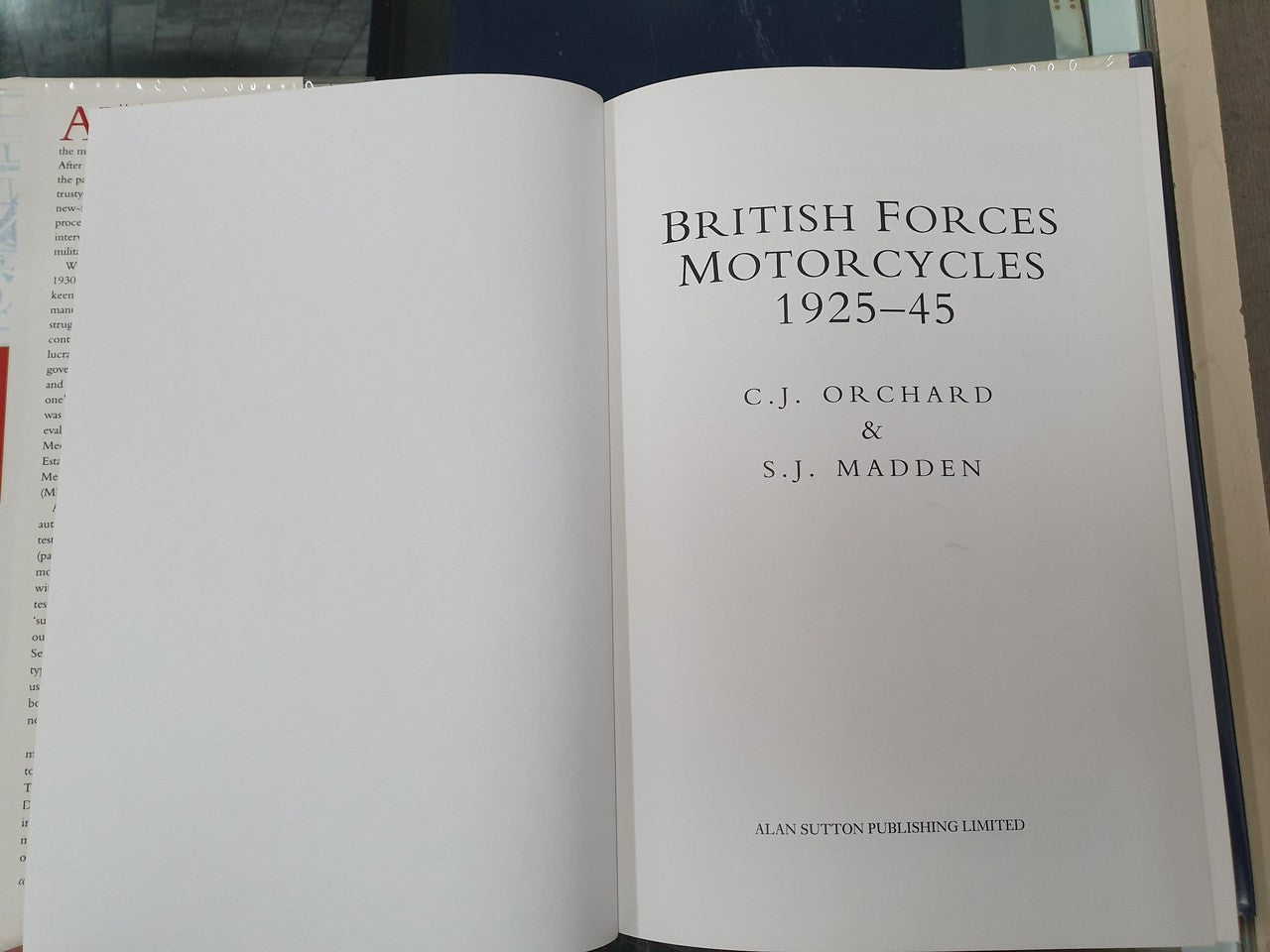 British Forces Motorcycles 1925 - 1945 (C. J. Orchard & S.J. Madden, 1995, 1st Ed, Hardcover) (9780750907774)