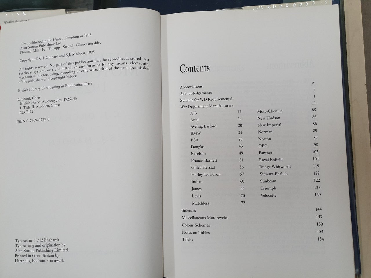 British Forces Motorcycles 1925 - 1945 (C. J. Orchard & S.J. Madden, 1995, 1st Ed, Hardcover) (9780750907774)