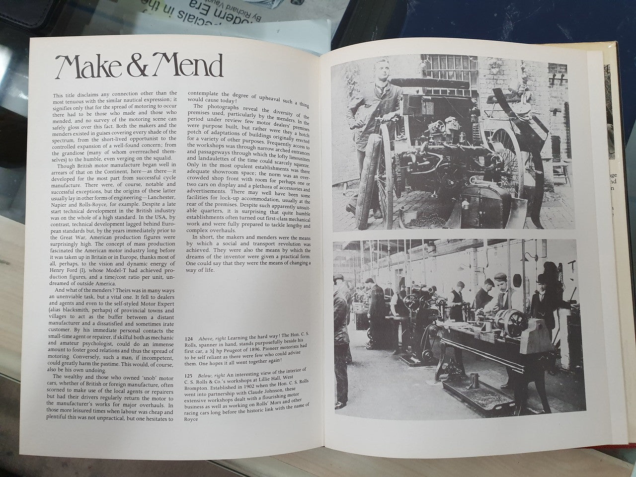 Open book page titled “Make & Mend” with printed text and workshop photo