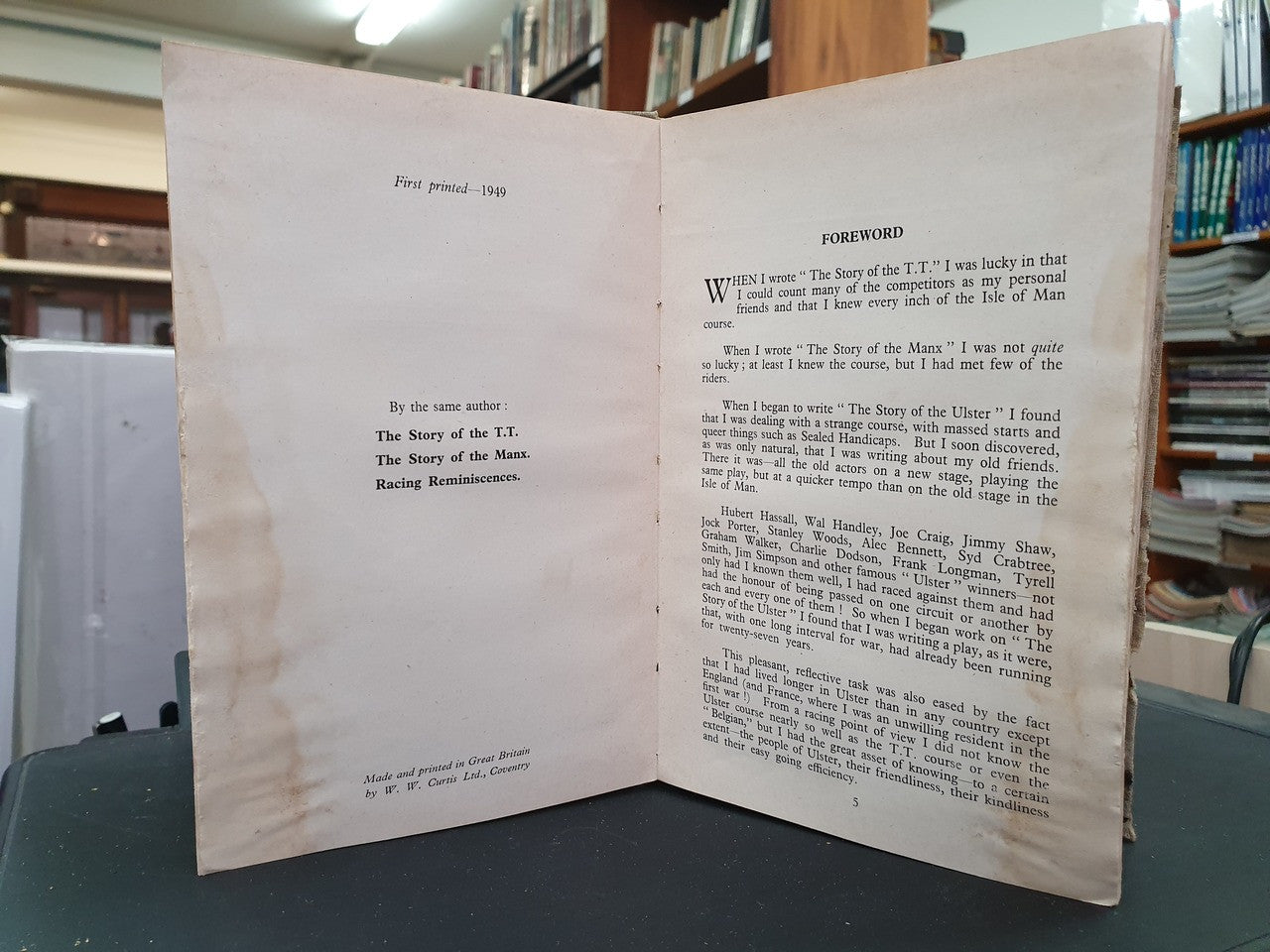 The Story of the Ulster - World's Fastest Road Race (Hardcover by Davison G.S, 1949 1st Ed)