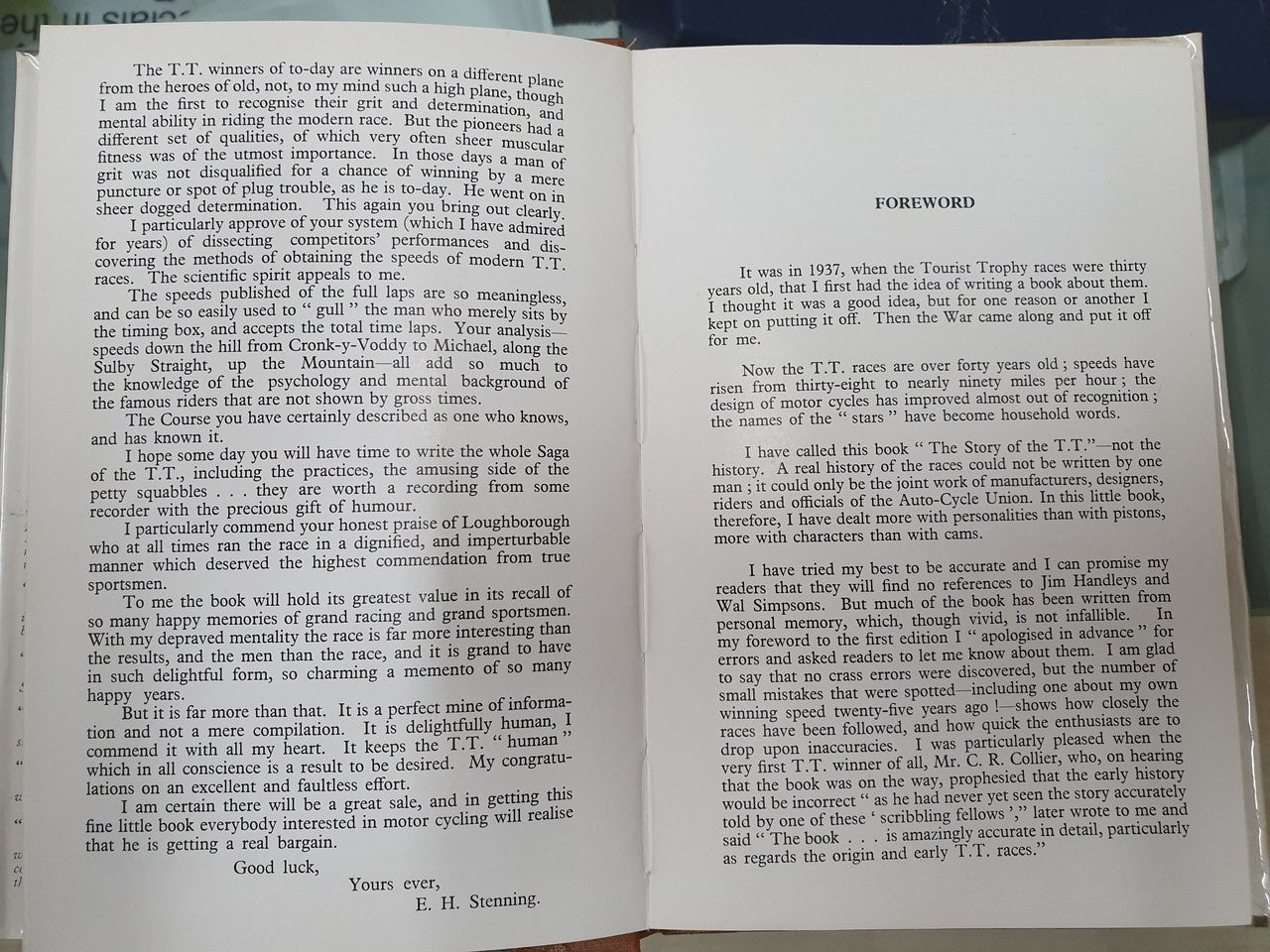 Open book spread with 'FOREWORD' heading and letterpress text