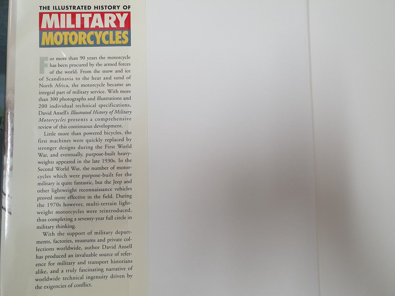 The Illustrated History of Military Motorcycles (Hardcover, David Ansell, (9781855325845)