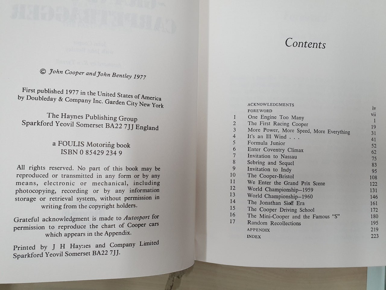 John Cooper- Grand Prix Carpetbagger (Hardcover, 1977, John Cooper, 9780854292349)