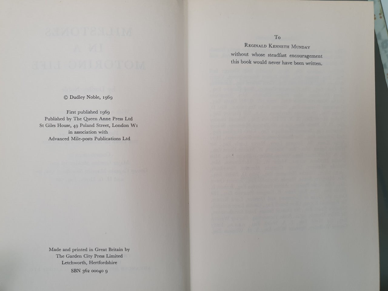 Milestones In A Motoring Life - Dudley Noble (Hardcover, 1969)