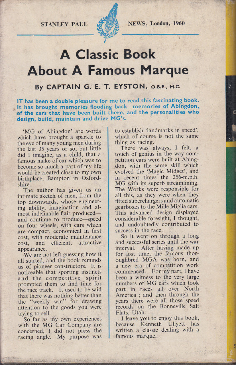 The M.G. Companion (Kenneth Ullyett) 1st Edn. 1960 (B0018F5GK0)