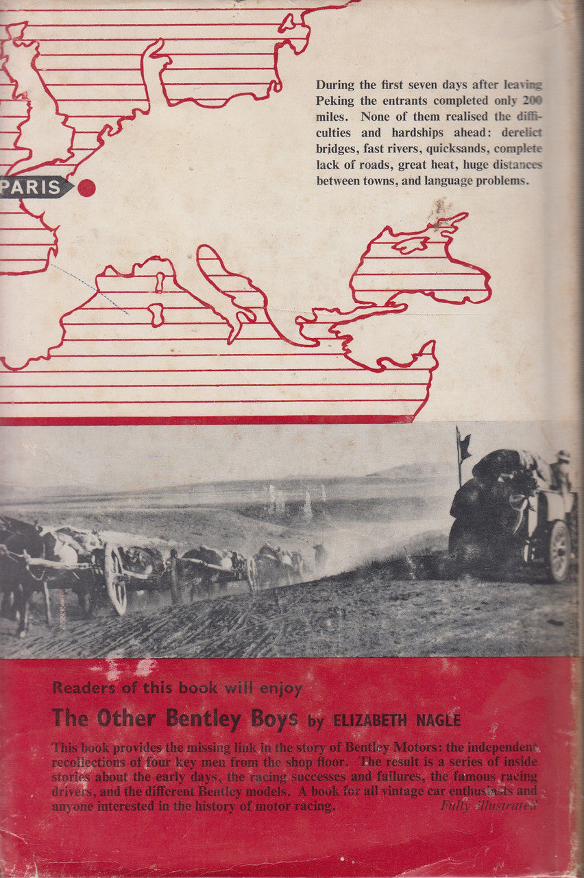 Vintage paperback back cover with red route map, text blocks, and race scene