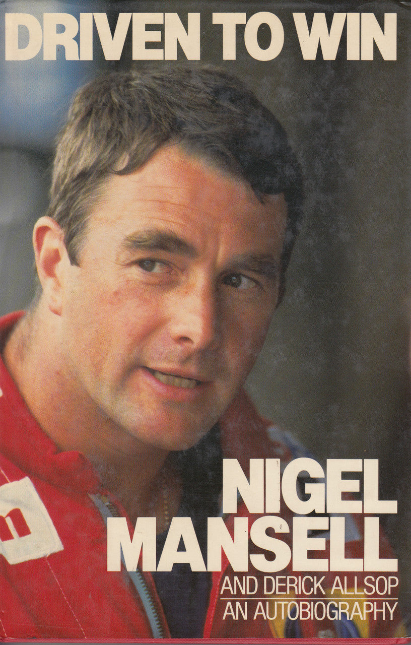 Hardcover autobiography book cover with Nigel Mansell and the title 'Driven to Win'.