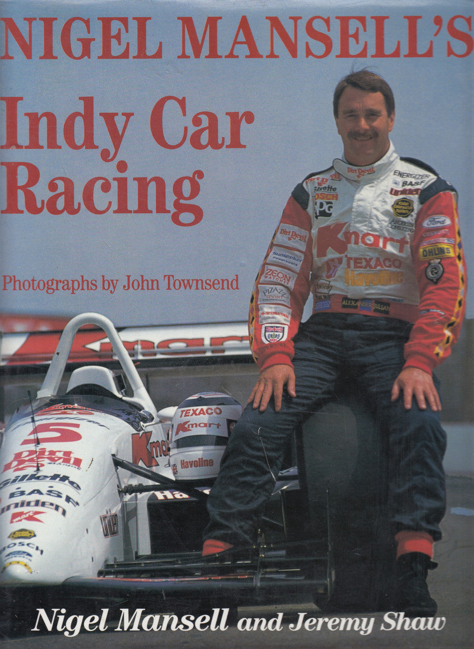 Hardbound Indy Car Racing book cover with Nigel Mansell in racing suit and race car