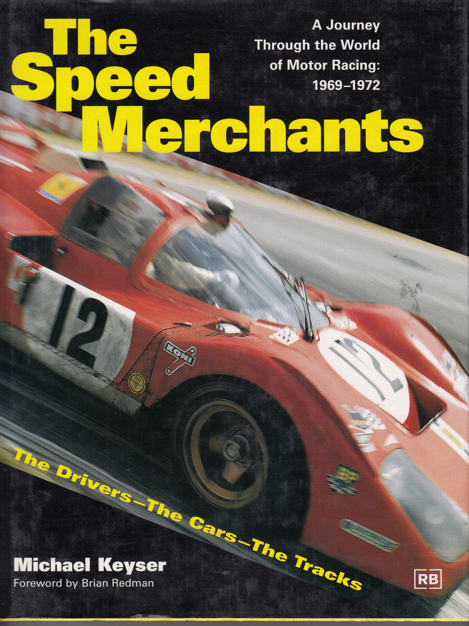 Hardcover book with red racing car on cover and bold title typography