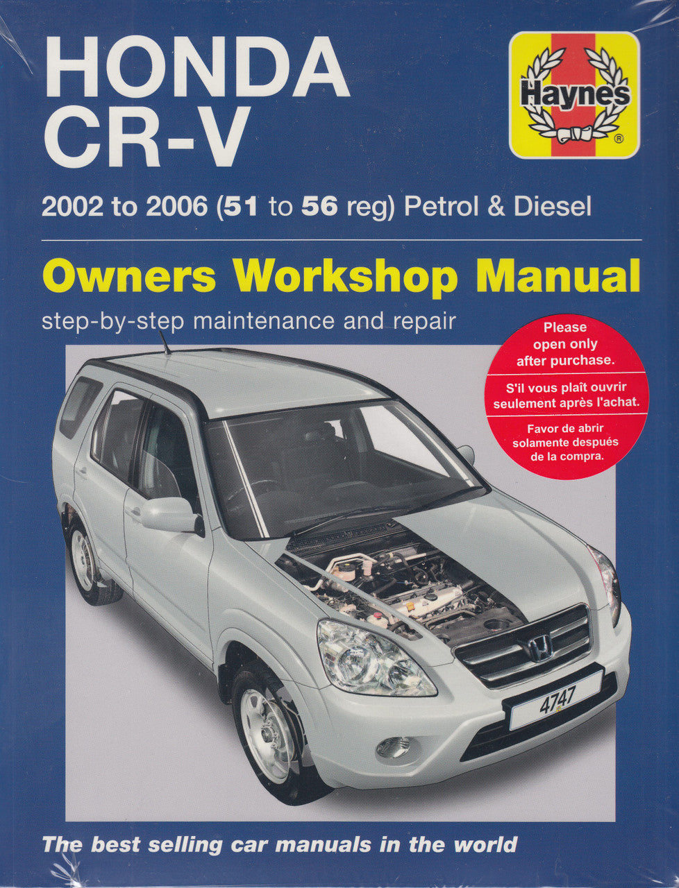 Honda CR-V owners workshop manual cover with car photo and Haynes logo