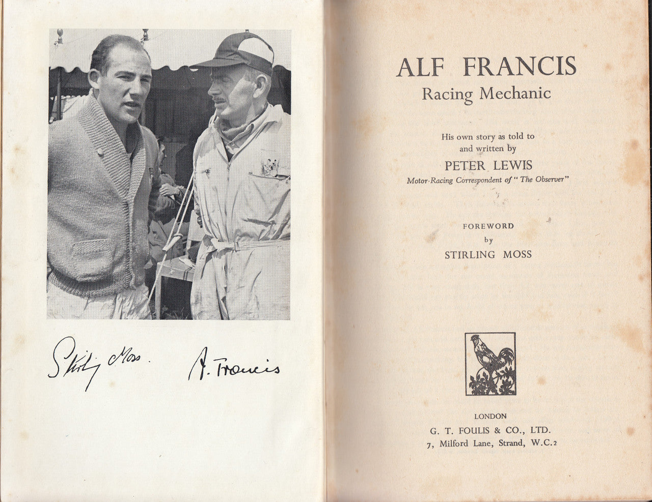 Alf Francis - Racing Mechanic As Told To Peter Lewis Hardcover 1st Edn. 1957 (No Dustjacket) (B0042VY7SONDJ)