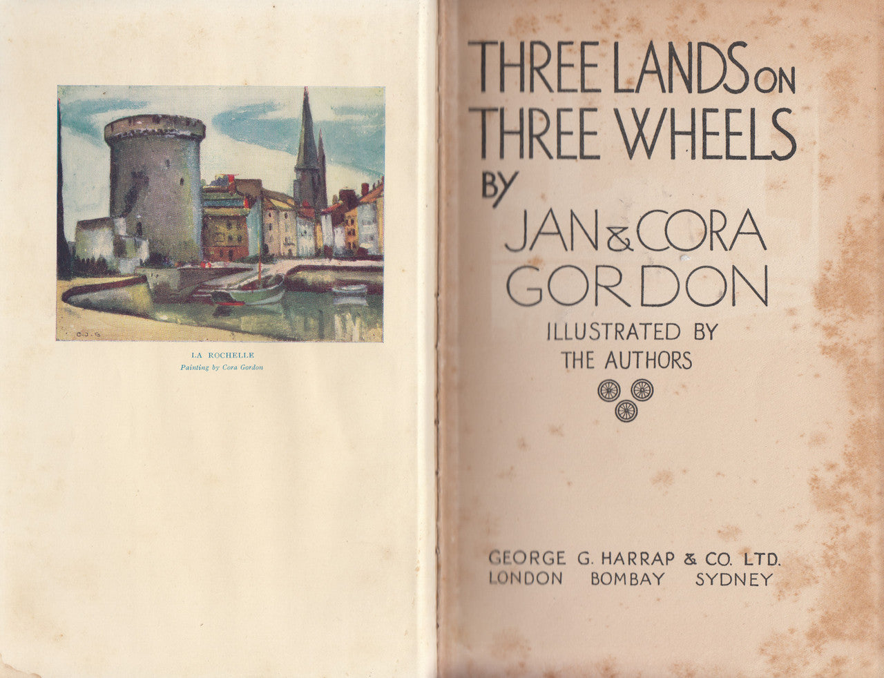 Three Lands On Three Wheels (Jan & Cora Gordon) Hardcover 2nd Reprint 1934 (B003TT2SU4)