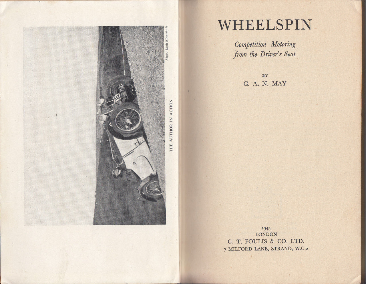 Wheelspin - Competition Motoring from the Driver's Seat (C.A.N. May) Hardcover 1st Edn. 1945 - No Dustjacket (B0007KB3YK)